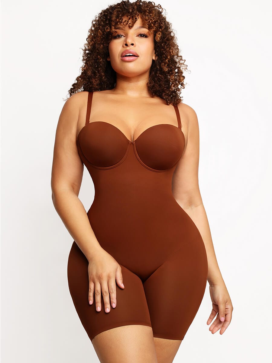 Wholesale Fancy Cupped Mid-Thigh Tummy Control Bodysuit