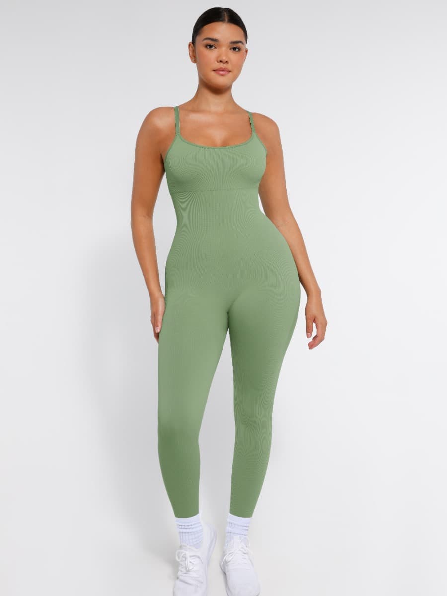 Sculpt Your Curves: High Stretchy Seamless Sling Tummy Control Jumpsuit