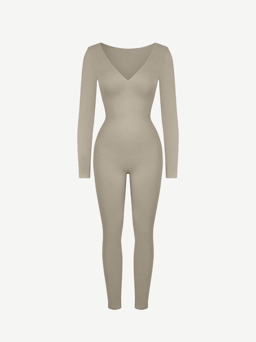 Wholesale Seamless Deep V Tummy Control Waist Cinching Catsuit