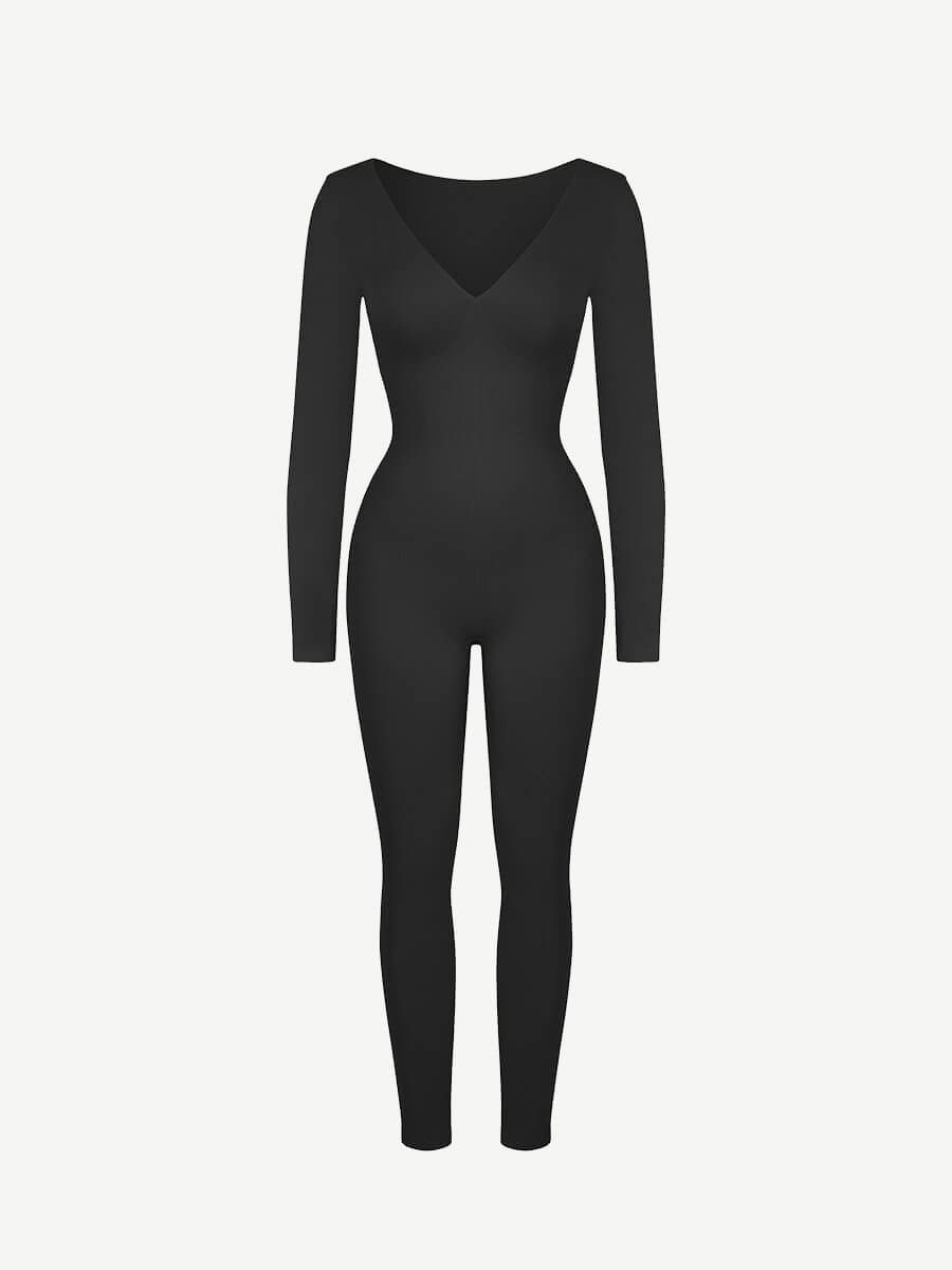 Wholesale Seamless Deep V Tummy Control Waist Cinching Catsuit