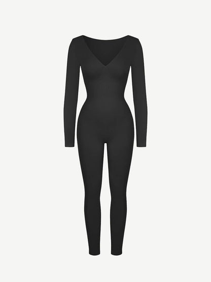 Wholesale Seamless Deep V Tummy Control Waist Cinching Catsuit