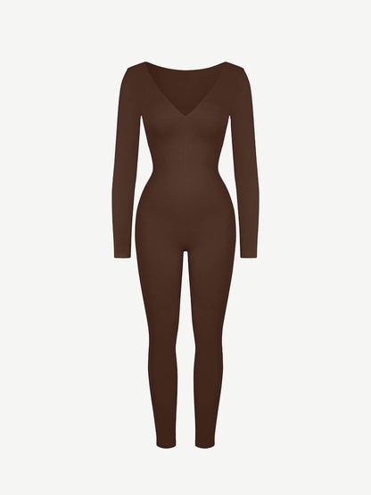 Wholesale Seamless Deep V Tummy Control Waist Cinching Catsuit