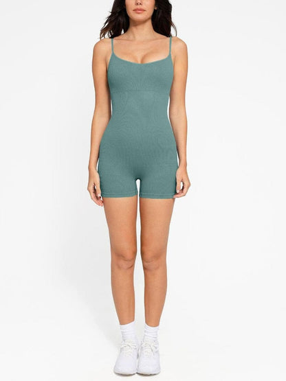 Wholesale Eco-friendly🌿 Seamless Ribbed Tank Shapewear Romper with Adjustable Straps