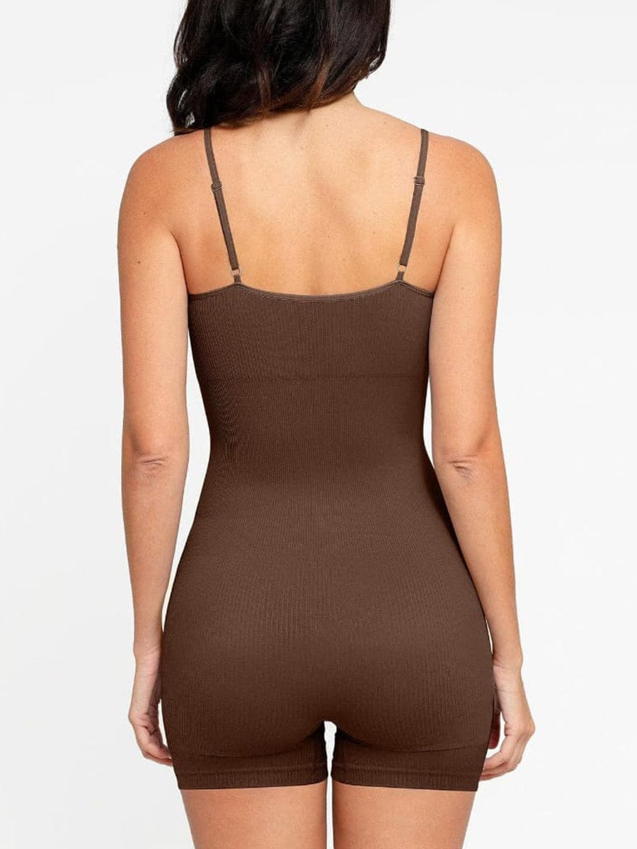 Wholesale Eco-friendly🌿 Seamless Ribbed Tank Shapewear Romper with Adjustable Straps