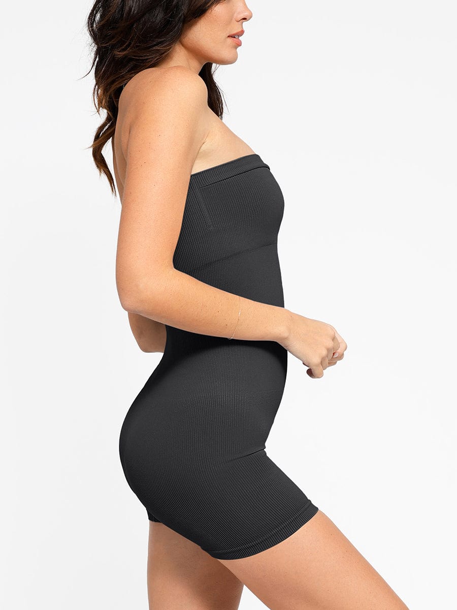 Wholesale Eco-friendly🌿 Seamless Tube Top Ribbed Waist Control Romper Sport Shapewear