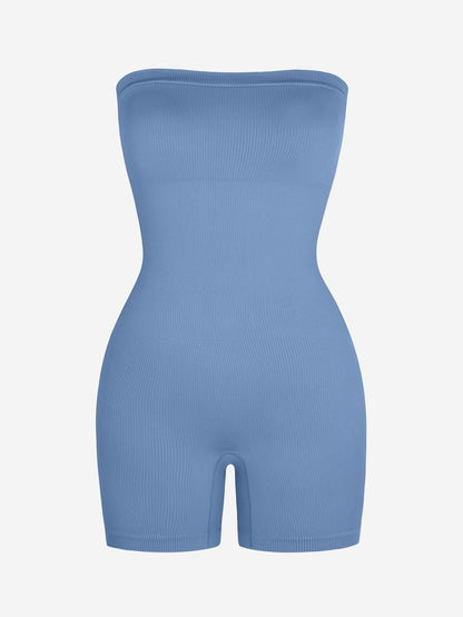 Wholesale Eco-friendly🌿 Seamless Tube Top Ribbed Waist Control Romper Sport Shapewear