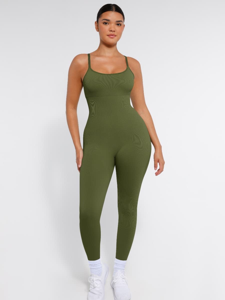 Sculpt Your Curves: High Stretchy Seamless Sling Tummy Control Jumpsuit